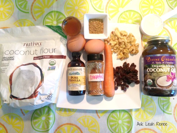 ingredients, carrot muffins
